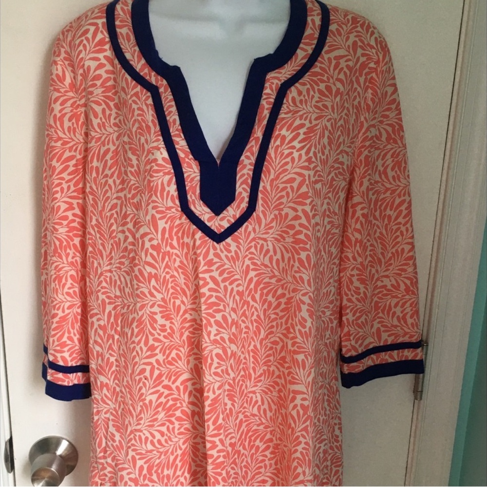 J.Crew Coral and Navy Tunic Dress size L